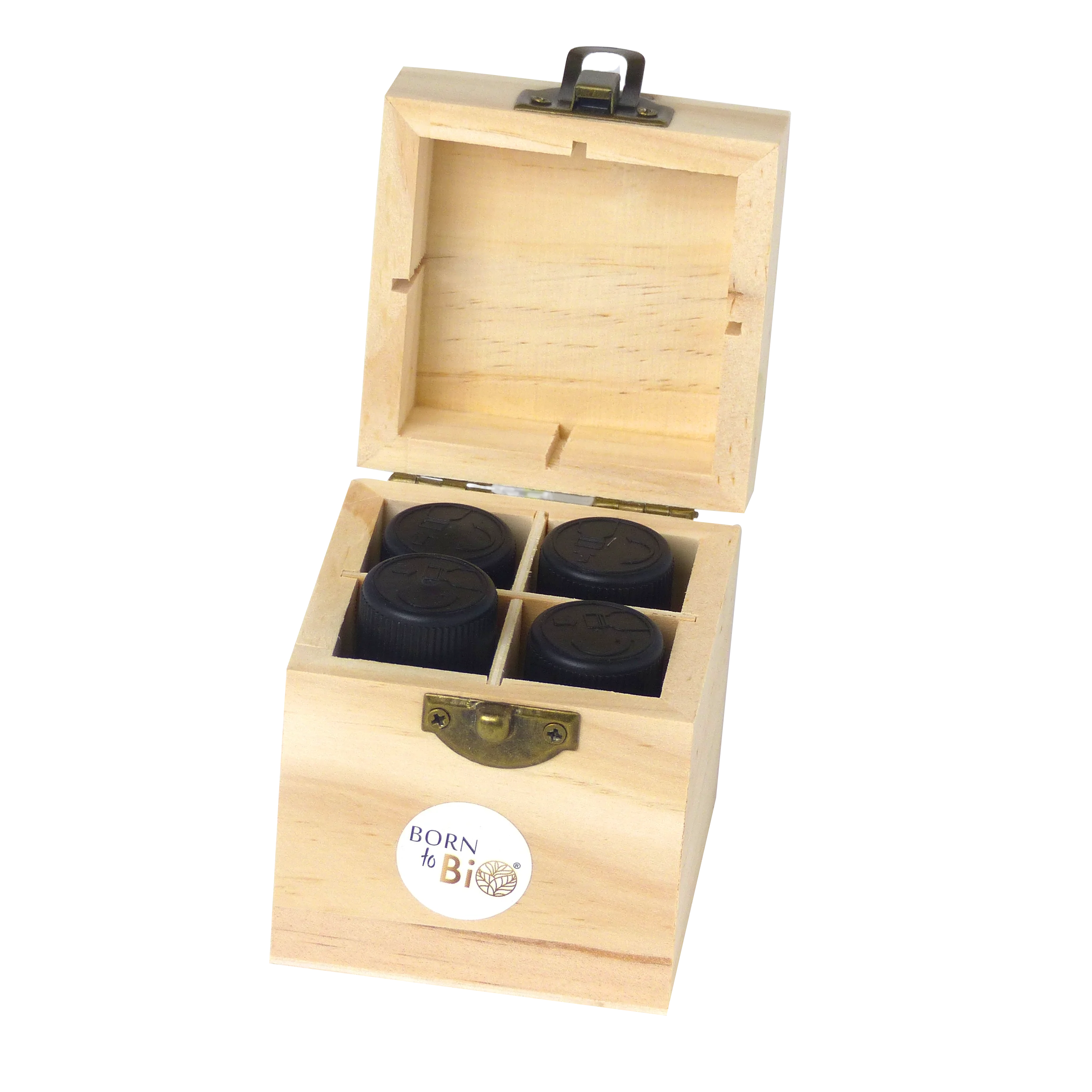 Boîte en bois pour 4 flacons d'huiles