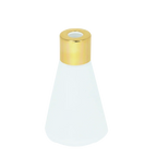 Frosted glass bottle with gold and silver cap