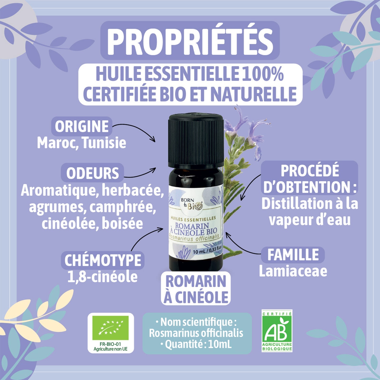 Certified Organic Rosemary Cineole Essential Oil